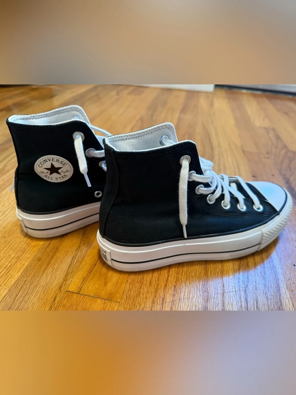 Converse Black and White Platform High Top Sneakers